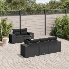 6-teilige Gartensofagarnitur und schwarze synthetische Rattankissen von , Modulare Sofas für den Außenbereich - Ref: Foro24-3...