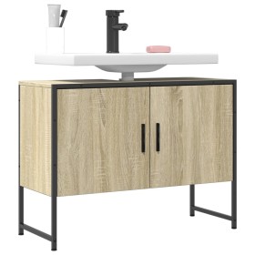 Bathroom sink cabinet engineered wood Sonoma oak 80x33x60 cm by , Dressing tables - Ref: Foro24-842462, Price: 63,14 €, Disco...