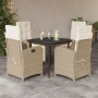 Set comedor de jardín 5 pzas con cojines ratán sintético beige de , Conjuntos de jardín - Ref: Foro24-3212571, Precio: 678,46...