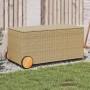 Garden storage box with wheels PE rattan beige mix 190L by , Outdoor storage boxes - Ref: Foro24-365327, Price: 113,91 €, Dis...