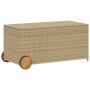 Garden storage box with wheels PE rattan beige mix 190L by , Outdoor storage boxes - Ref: Foro24-365327, Price: 113,91 €, Dis...