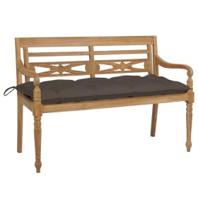 Batavia solid teak bench with taupe gray cushion 120 cm by , garden benches - Ref: Foro24-3062177, Price: 214,99 €, Discount: %