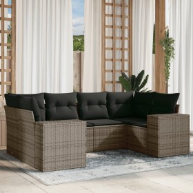 6-piece garden furniture set with gray synthetic rattan cushions by , Garden sets - Ref: Foro24-3222979, Price: 426,27 €, Dis...