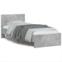 Concrete gray LED lights headboard bed frame 75x190 cm by , Beds and slatted bases - Ref: Foro24-838844, Price: 104,01 €, Dis...