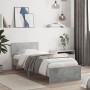 Concrete gray LED lights headboard bed frame 90x190 cm by , Beds and slatted bases - Ref: Foro24-838837, Price: 105,52 €, Dis...