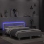 Bed frame with headboard and white LED lights 140x190 cm by , Beds and slatted bases - Ref: Foro24-3207560, Price: 172,80 €, ...