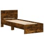 Bed frame headboard LED lights smoked oak 75x190 cm by , Beds and slatted bases - Ref: Foro24-838845, Price: 104,01 €, Discou...