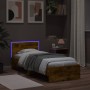 Estructura de cama cabecero luces LED roble ahumado 75x190 cm de , Camas y somieres - Ref: Foro24-838845, Precio: 104,01 €, D...