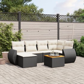 7-teiliges Garten-Essset und schwarze Kissen aus synthetischem Rattan von , Gartensets - Ref: Foro24-3257435, Preis: 463,27 €...