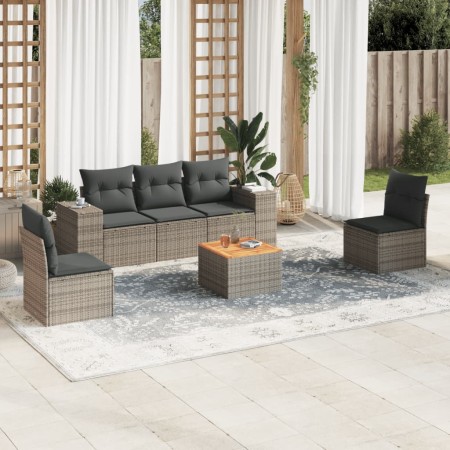 6-teiliges Gartenmöbel-Set und graue synthetische Rattankissen von , Gartensets - Ref: Foro24-3225388, Preis: 371,99 €, Rabat...