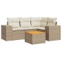 Gartensofa-Set mit Kissen, 5-teilig, beiges synthetisches Rattan von , Gartensets - Ref: Foro24-3257759, Preis: 422,96 €, Rab...