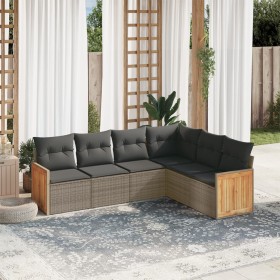 6-piece garden furniture set and gray synthetic rattan cushions by , Garden sets - Ref: Foro24-3260086, Price: 433,92 €, Disc...