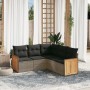 Gartensofa-Set mit Kissen, 5-teilig, graues synthetisches Rattan von , Gartensets - Ref: Foro24-3260044, Preis: 381,02 €, Rab...