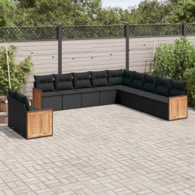 11-piece garden sofa set and black synthetic rattan cushions by , Garden sets - Ref: Foro24-3260207, Price: 726,42 €, Discoun...