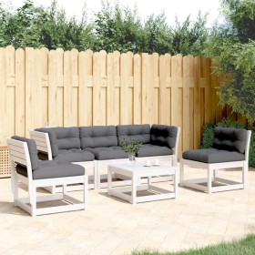 5-teiliges Gartensofa-Set mit Kissen aus massivem weißem Kiefernholz von , Gartensets - Ref: Foro24-3216976, Preis: 574,82 €,...