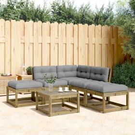 5-piece garden sofa set with impregnated pine wood cushions by , Garden sets - Ref: Foro24-3216969, Price: 452,99 €, Discount: %