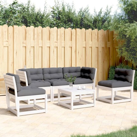 5-teiliges Gartensofa-Set mit Kissen aus massivem weißem Kiefernholz von , Gartensets - Ref: Foro24-3216981, Preis: 564,04 €,...