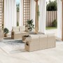 Gartensofa-Set mit Kissen, 6-teilig, beiges synthetisches Rattan von , Gartensets - Ref: Foro24-3252235, Preis: 552,90 €, Rab...