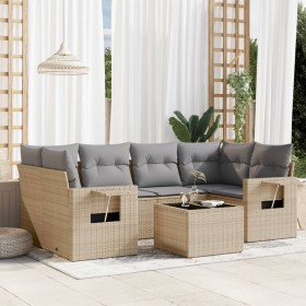 7-teiliges Gartensofa-Set und beigefarbene synthetische Rattankissen von , Gartensets - Ref: Foro24-3252256, Preis: 527,23 €,...