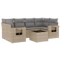 7-piece garden sofa set and beige synthetic rattan cushions by , Garden sets - Ref: Foro24-3252256, Price: 527,23 €, Discount: %