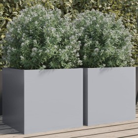 Planters 2 units silver galvanized steel 42x40x39 cm by , Pots and planters - Ref: Foro24-841558, Price: 56,10 €, Discount: %