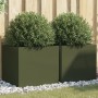 Planters 2 pcs olive green cold rolled steel 49x47x46 cm by , Pots and planters - Ref: Foro24-841566, Price: 76,33 €, Discoun...