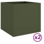 Planters 2 pcs olive green cold rolled steel 49x47x46 cm by , Pots and planters - Ref: Foro24-841566, Price: 76,33 €, Discoun...