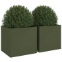 Planters 2 pcs olive green cold rolled steel 49x47x46 cm by , Pots and planters - Ref: Foro24-841566, Price: 76,33 €, Discoun...