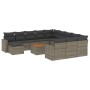 Set sofás de jardín con cojines 13 piezas ratán sintético gris de , Sofás modulares de exterior - Ref: Foro24-3224429, Precio...