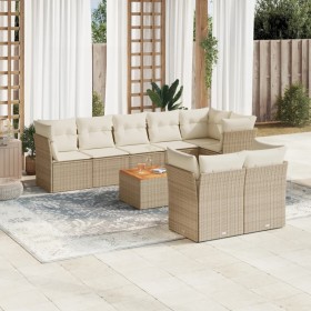 9-teiliges Gartensofa-Set mit beigen synthetischen Rattankissen von , Gartensets - Ref: Foro24-3223734, Preis: 687,99 €, Raba...