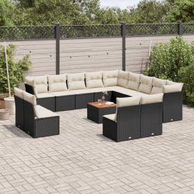 14-teiliges Gartensofa-Set mit schwarzen synthetischen Rattankissen von , Gartensets - Ref: Foro24-3223935, Preis: 908,30 €, ...