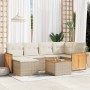 7-teiliges Gartensofa-Set und beigefarbene synthetische Rattankissen von , Gartensets - Ref: Foro24-3260266, Preis: 577,29 €,...