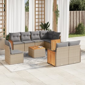 9-teiliges Gartensofa-Set mit beigen synthetischen Rattankissen von , Gartensets - Ref: Foro24-3260253, Preis: 687,99 €, Raba...