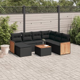 8-teiliges Gartensofa-Set und schwarze synthetische Rattankissen von , Gartensets - Ref: Foro24-3260291, Preis: 506,03 €, Rab...