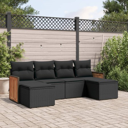 6-teiliges Gartensofa-Set und schwarze synthetische Rattankissen von , Gartensets - Ref: Foro24-3260298, Preis: 386,69 €, Rab...