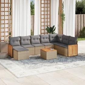 Set de sofás de jardín 9 pzas con cojines ratán sintético beige de , Conjuntos de jardín - Ref: Foro24-3260337, Precio: 597,9...