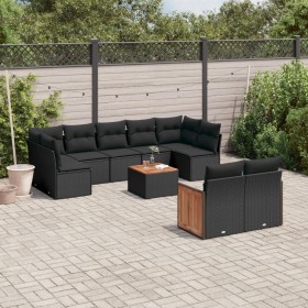 Gartensofa-Set 10-teilig mit schwarzen synthetischen Rattankissen von , Gartensets - Ref: Foro24-3260375, Preis: 666,99 €, Ra...