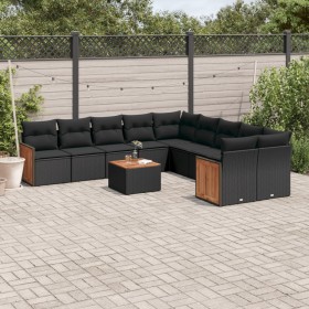 11-teiliges Gartensofa-Set und schwarze synthetische Rattankissen von , Gartensets - Ref: Foro24-3260438, Preis: 665,99 €, Ra...