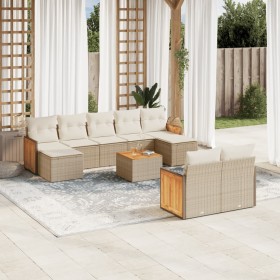 Gartensofa-Set mit beigen Kissen, 10-teilig, synthetisches Rattan von , Gartensets - Ref: Foro24-3260490, Preis: 748,99 €, Ra...