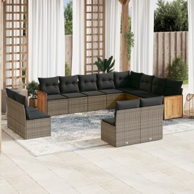 12-teiliges Gartensofa-Set mit grauen synthetischen Rattankissen von , Gartensets - Ref: Foro24-3260555, Preis: 787,86 €, Rab...