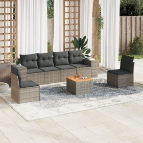 7-piece garden sofa set with gray PE rattan cushions by , Garden sets - Ref: Foro24-3225395, Price: 456,99 €, Discount: %