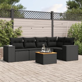 6-teiliges Gartensofa-Set und schwarze synthetische Rattankissen von , Gartensets - Ref: Foro24-3225432, Preis: 407,96 €, Rab...