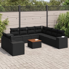 Garden sofa set 10 pieces with black synthetic rattan cushions by , Garden sets - Ref: Foro24-3225509, Price: 732,88 €, Disco...