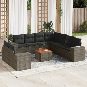 10-piece garden sofa set with gray synthetic rattan cushions by , Garden sets - Ref: Foro24-3225514, Price: 719,54 €, Discoun...