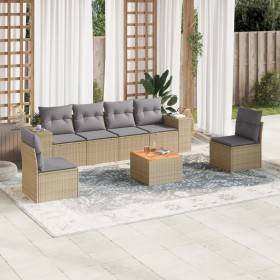 7-teiliges Gartensofa-Set und beigefarbene synthetische Rattankissen von , Gartensets - Ref: Foro24-3257725, Preis: 500,99 €,...