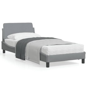 Light gray fabric bed frame with headboard 90x200 cm by , Beds and slatted bases - Ref: Foro24-373105, Price: 108,51 €, Disco...