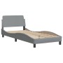 Light gray fabric bed frame with headboard 90x200 cm by , Beds and slatted bases - Ref: Foro24-373105, Price: 116,16 €, Disco...