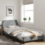 Light gray fabric bed frame with headboard 90x200 cm by , Beds and slatted bases - Ref: Foro24-373105, Price: 116,16 €, Disco...