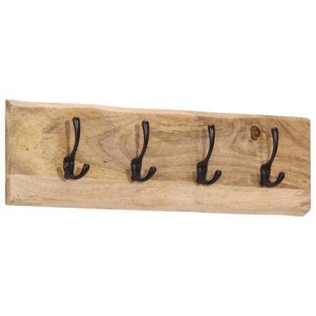 Wall coat rack with 4 hooks solid mango wood by , Hat and coat racks - Ref: Foro24-358957, Price: 42,94 €, Discount: %