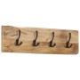 Wall coat rack with 4 hooks solid mango wood by , Hat and coat racks - Ref: Foro24-358957, Price: 42,94 €, Discount: %